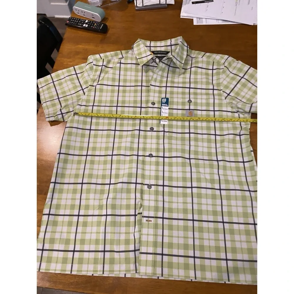 Carhartt Men's Large Short Sleeve Green Plaid Relaxed Fit *NWT*